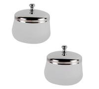 Vaguelly 2pcs Round Crystal Nail Varnish Remover Cup with Stainless Steel Lid Frosted Glass Nail Liquid Cup for Manicure and Art Elegant Design for Clean and Easy Use