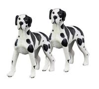 Vaguelly 2Pcs Spotted Dog Model Plastic Animal Figurines for Home Decoration Miniature Garden Desktop Ornaments Collectible Figures for Boys