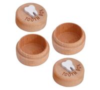Vaguelly 2pcs Tooth Box Wooden Keepsake Organizer for Teeth and Fetal Hair Storage Adorable Design for Childhood Memories for Boys and Girls