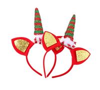 Vaguelly 2Pcs Unicorn Headband with Colorful Bells Soft Hair Hoop for Christmas Halloween Party Birthday Dress Up Comfortable Hair Accessory