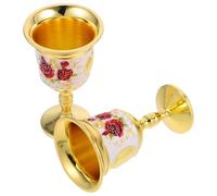 Vaguelly 2pcs Vintage Embossed Wine Goblet, Zinc Alloy Shot Glass | Castle-inspired Decor, Intricate Pattern Finish, Liqueur Serving, Display Shelves, Themed Gatherings
