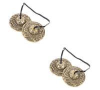 Vaguelly 2pcs Vintage Hand Cymbal Bell Rhythm Percussion Instrument for Meditation Relax Yoga Bell Music Small Finger Instrument Sound