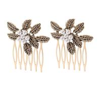 Vaguelly 2pcs Vintage Leaf Hair Side Combs Durable Decorative Hair Accessories for Women Wedding Classic Motif