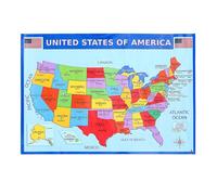 Vaguelly 2pcs Wall Map of America Laminated Usa Map Poster for Homeschooling and Classroom Use Featuring Easy to Use Design 14x19.5 Inches Educational Geography Poster