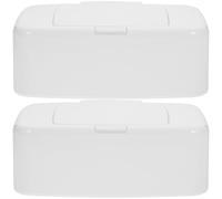 Vaguelly 2pcs Wet Tissue Box Refillable Tissue Storage Box Stylish Compact Design Portable No Strange Smell Lightweight Pp Plastic Wipes Holder Case for Diaper Bag Automotive Use