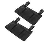 Vaguelly 2pcs Wheelchair Accessories Side Storage Organizer with Integrated Cup Holder, Black Oxford Cloth and Plastic Armrest Pouch for Indoor and Outdoor Use by Elderly Patients