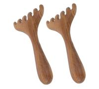 Vaguelly 2PCS Wooden Gua Sha Scalp Massager and Eye Acupoint Massage Tool Handheld Deer Antler Design for Precise Facial Relaxation and Scalp Stimulation Portable Head Massage Comb for