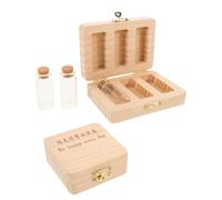 Vaguelly 2pcs Wooden Tooth Keepsake Box Lost Teeth Storage Fetal Hair Collection Glass Bottle for Commemorative