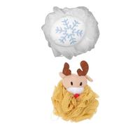 Vaguelly 2Pcs Xmas Style Bath Flowers Cartoon Shower Balls with Hanging String Soft Supple Mesh for Family Use Body Dirt Removal and Rich Bubble Cleansing Safe Skin-Friendly Shower