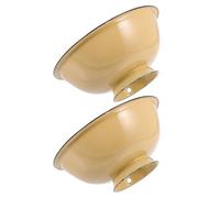 Vaguelly 2pcs Yellow Enamel Rice Bowls with Simple Retro Design, Decorative and Wear-Resistant Food Bowls for Kitchen Tableware and Everyday Dining