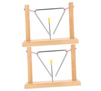 Vaguelly 2sets Triangle Bell Percussion Instruments for Boys and Girls and Beginners Metal Triangle Bells Wooden Stands and Strikers
