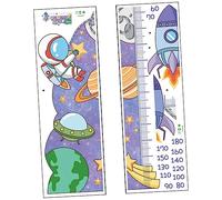 Vaguelly 2sheets Space Themed Wall Decal Astronaut Growth Chart Self-Adhesive Boys and Girls Height Sticker Modern Decor for Boy Girl's