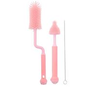 Vaguelly 3 Pcs Brush Feeding Bottle Cleaning Brush for Babies Silicone Material Long Handle Practical Design for Feeding Bottles and Cups