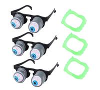 Vaguelly 3 Pcs Halloween Prank Dentures Glasses Wacky Costume Accessory for Spooky Parties Fun Cosplay Props to Create Unique and Funny Atmosphere