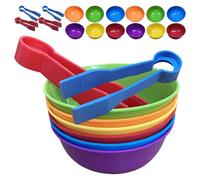 Vaguelly 3 Sets Color Sorting Bowls with Tweezers for Montessori Educational Counting and Matching for Preschool Early Math Fine Motor Skills Sensory Development