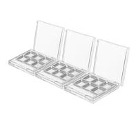 Vaguelly 3 Sets Empty Eyeshadow Palettes with Compartments and Brush Slots Sturdy Transparent Square Makeup Organizer for DIY Color Mixing and Travel for Professional and Personal Use