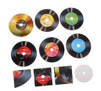 Vaguelly 30 Sheets Vintage Vinyl Record Shape Wall Stickers Retro Music Party Decorations for Living Restaurant Reusable Blank Fake Records for Themed Events
