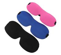 Vaguelly 3Pcs 3D Contoured Sleeping Eye Masks Light-Shading Polyester Eye Covers for Travel and Sleep, Assorted Black, Rose Red, Blue, Suitable for Adults and