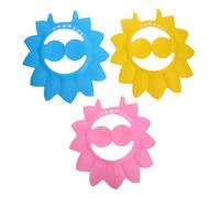 Vaguelly 3Pcs Adjustable Shower Cap Ear Protection Shampoo Hat for Boy Girl Blue Pink Yellow Lightweight Easy to Clean