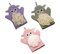 Vaguelly 3pcs Cartoon Bath Gloves for Gentle Exfoliation and Deep Cleansing Soft and Absorbent Shower Towels for Boys and Girls and Adults for Daily Body Care Matcha Secret