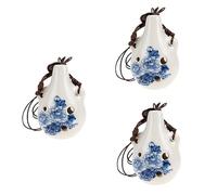 Vaguelly 3pcs Ceramic Porcelain Ocarina Flower Pattern Beginner Musical Instrument for Boys and Girls Wind Ocarina Practice Toy