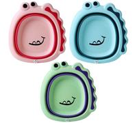 Vaguelly 3pcs Collapsible Washbasin Portable Footbath for Space Saving Design Durable TPE Material for Kitchen Bathroom Use Adorable Colors Red Green Blue