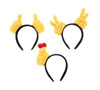 Vaguelly 3pcs Cute Hand Gesture Headbands Soft Stuffed Finger Bopper Hairbands for Adults Versatile Funny Photo Props Party Accessories with Thumbs Up Victory and Heart Signs