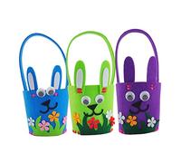 Vaguelly 3pcs Easter Cloth Buckets for Candy Storage Cartoon Easter Basket Pouch for Boys and Girls Fun Crafting Activity for Holidays and Parties Random Style