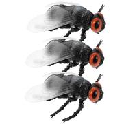 Vaguelly 3Pcs Fake Fly Figures Realistic Fly Insect Toys Simulation Bug Models Educational Props for Early Learning Nature Exploration Classroom Teaching