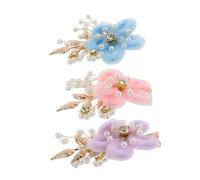 Vaguelly 3pcs Handmade Bridal Hair Clips Plush Pearl Leaf Hairpins Traditional Chinese Style Wedding Hair Accessories for Brides Bridesmaids Women