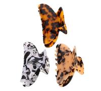 Vaguelly 3pcs Large Acetate Hair Claw Clips for Women Non-slip French Tortoise Leopard Print Jaw Clamps Strong Hold Decorative Accessories for Updos Parties Festivals Daily Styling