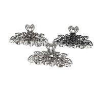Vaguelly 3pcs Large Vintage Metal Hair Claw Clips for Women with Sparkling Rhinestone Flower Design Strong Hold Non Slip Alloy Accessories White Grey and Blue for Stylish Hair Styling