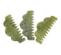 Vaguelly 3pcs Massage Jade Comb: Guasha Scraping Scalp Tool Multi Functional Handheld Fine Tooth Boho Hair Brush For Women Men Wet Dry Thin Thick Hair