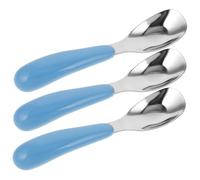 Vaguelly 3pcs Metal Boys and Girls Learning Spoon Feeding Scoop Upward Spoon for Boy Girl Doddle Cutlery