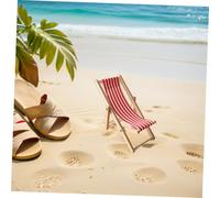 Vaguelly 3pcs Mini Wooden Beach Chair Foldable Dollhouse Furniture Accessories Realistic Seaside Miniature Deck Loungers for Dollhouse Outdoor Picnic and Vacation Scenes