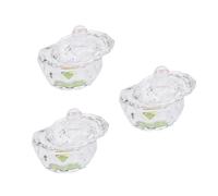 Vaguelly 3pcs Nail Art Design Gel Manicure Cup Lid Crystal Glass Nail Liquid Cup for Salons