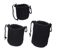 Vaguelly 3pcs Neoprene Camera Lens Bags Drawstring Protective Storage Pouches for DSLR Lens Outdoor Photography