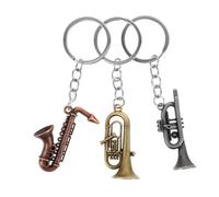 Vaguelly 3pcs Saxophone Keychain Vintage Miniature Music Instrument Keyrings for Music Lovers Sturdy Metal Design for Wallets Handbags and Backpacks Decor