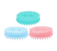 Vaguelly 3Pcs Silicone Baby Bath Hair Brush Set Soft Long Bristles for Infants Gentle Exfoliation Shower Tool for Newborns for Baby Bathing and Massage