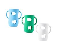 Vaguelly 3pcs Silicone Bottle Sleeves with Dual Handles for Easy Grip Large Nursery Sleeve Protector Blue White Green Non Slip Shockproof Cover for Glass Milk Bottles