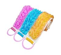 Vaguelly 3Pcs Thickened Dual-purpose Bath Towel Strip for Back Scrubbing Double-sided Rubbing Strip with Stretch Resistance and Polyester Silk Practical Bath Supply in Yellow Blue Pink