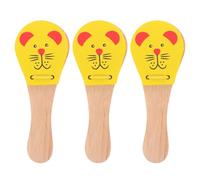 Vaguelly 3pcs Toddler Percussion Instruments: Mini Wooden Castanets with Mouse Pattern - Animal-Themed Castanets for Early Music Education & Hand-eye Coordination