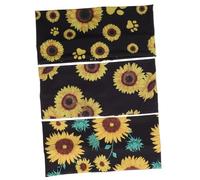 Vaguelly 3pcs Wide Brim Elastic Sports Headband for Women Sweat Absorbent Fitness Hairband with Sunflower Print Non-slip Stretchy Yoga Running Training Accessory
