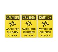 Vaguelly 3pcs Yellow Iron Caution Street Sign for Drivers and Pedestrians with Strong Visual Impact, Standard Specifications, for Neighbourhoods and Parks to Ensure Playing Safety