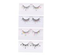 Vaguelly 4 Pairs Glitter Sequins False Eyelashes Heart Flower for Party Christmas Year Eye Makeup Enhancer Easy to Apply Comfortable Wear