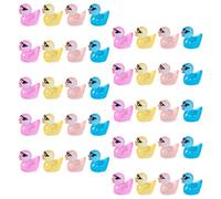 Vaguelly 40pcs Luminous Resin Miniature Duck Figurines Sunglasses, Cartoon Micro Landscape Decoration Set for Dollhouse, DIY Craft Accessories in Yellow, Rose Red, Blue, and Light Red