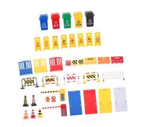 Vaguelly 40pcs Traffic Road Signs Playset with Mini Construction Cones and Garbage Classification Plastic Educational Interactive Learning for Boys and Portable Early Childhood Traffic