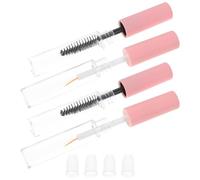 Vaguelly 4Pcs 10Ml Empty Mascara Tubes with Pink Caps and Eyelash Wands, Shadow Tip Liner Bottles for Cosmetic Refill, Portable Eyeliner and Lip Gloss Containers for Travel and Random Color