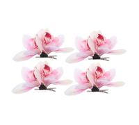 Vaguelly 4pcs Artificial Flower Hairpin Hawaiian Hair Clips Vacation Hair Clips Summer Party Favors Alloy Purple