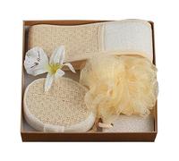 Vaguelly 4pcs Bath Sponge and Body Scrubber Set Exfoliating Bath Towel Foot File for Men and Women Suitable for Shower and Bathing